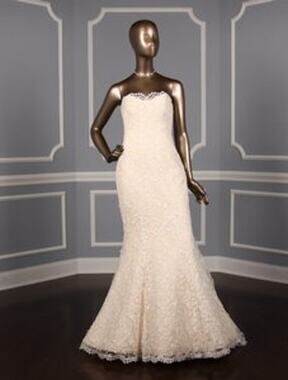 ROMONA KEVEZA RK5407 Strapless Mermaid Beaded Lace Blush Wedding Dress Gown 10